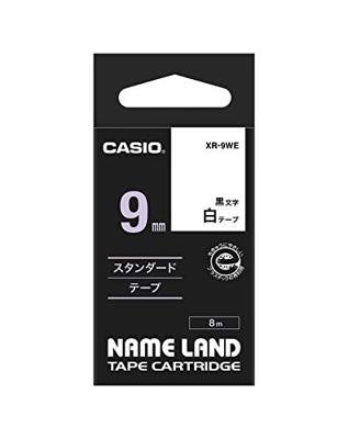 Casio XR-9WE1 Labeltape Tapekleur: Wit Tekstkleur: Zwart 9 mm 8 m