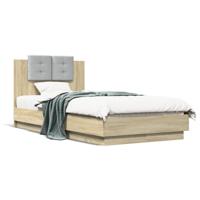 Bedframe met hoofdeinde bewerkt hout sonoma eiken 90x190 cm - thumbnail