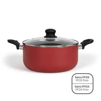 24 cm Dutch oven - LIVOO - MEP150R - Antiaanbaklaag zonder PFOA of PFOS - Siliconen handgrepen - Geschikt voor alle kookplaten inclusief inductie