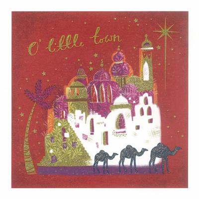 Kerstkaart - Rode Kerststad (Set van 5)