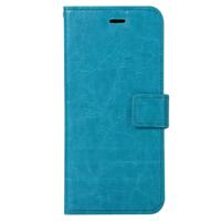 Voor iPhone X Crazy Horse textuur horizontaal flip lederen draagtas met houder & Card Slots & portemonnee & Foto Frame(Blue) - thumbnail
