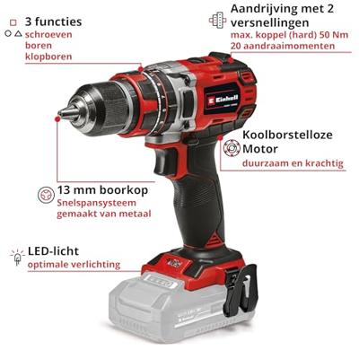 Einhell TP-CD 18/50 Li-i BL Solo - Accu Klopboor-/Schroefmachine | 18V | 50 Nm | Zonder accu en lader - 4513942 - 4513942 - thumbnail