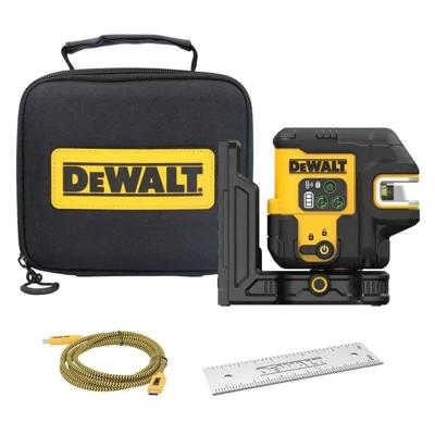 DeWalt DCLE14251GB-XJ Kruislijnlaser | + 5 Spot Groene laserstraal met USB-C laadpoort  - DCLE14251GB-XJ