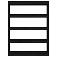 Boekenkast/kamerscherm 100x30x135,5 cm massief grenenhout zwart - thumbnail