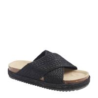 Graceland gevlochten slippers zwart - thumbnail