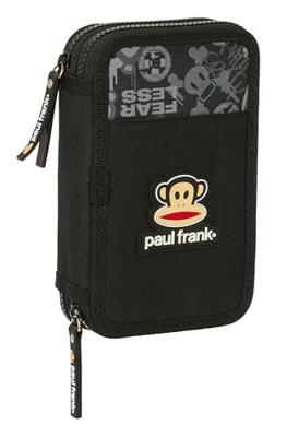Dubbele etui Paul Frank Join the fun Zwart 12.5 x 19.5 x 4 cm (28 Onderdelen)