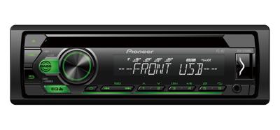 Pioneer DEH-S110UBG | 1DIN RDS-autoradio met groene toetsverlichting | Display wit | Android ondersteuning | 5-band equalizer | CD | MP3 | USB | AUX-ingang | ARC-app