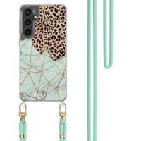 Samsung Galaxy S24 FE hoesje met mint koord - Luipaard marmer mint - thumbnail