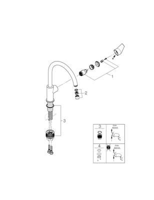 Grohe BauEdge keukenkraan met draaibare uitloop chroom - thumbnail