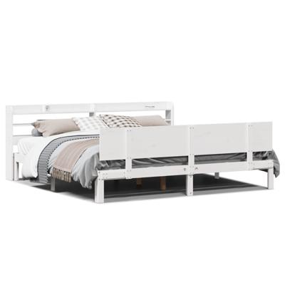 Bedframe met hoofdeinde zonder matras 200x200 cm wit - thumbnail