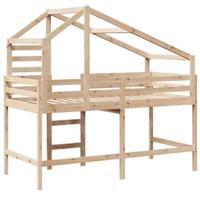 Halfhoogslaper met ladder en bedhuis grenenhout 90x200 cm - thumbnail