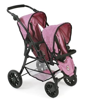 Tweeling Poppenwagen Twinny - Pink Jeans Black