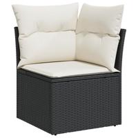 Tuinbankenset met opslag 9 pcs Zwart en Crème poly rattan - thumbnail