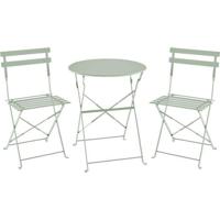 Bistroset voor 2 personen - 60 cm ronde tafel met 2 stoelen - Gepoedercoat staal - Celadon groen - thumbnail