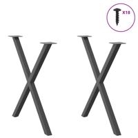 Eettafelpoten 2 st X-vormig 80x(72-73) cm staal antraciet - thumbnail