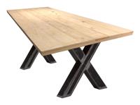 Artistiq Eettafel 'Alieke' Met zwarte X-poot, Mangohout, 160 x 90cm - thumbnail