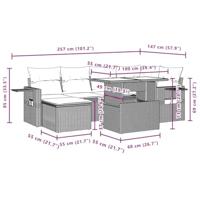 7-delige Loungeset met kussens poly rattan zwart - thumbnail