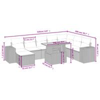9-delige Loungeset met kussens poly rattan acacia beige - thumbnail