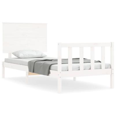 Bedframe met hoofdbord massief hout wit