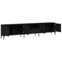 Tv-meubel met lade 200x25x44 cm bewerkt hout zwart - thumbnail