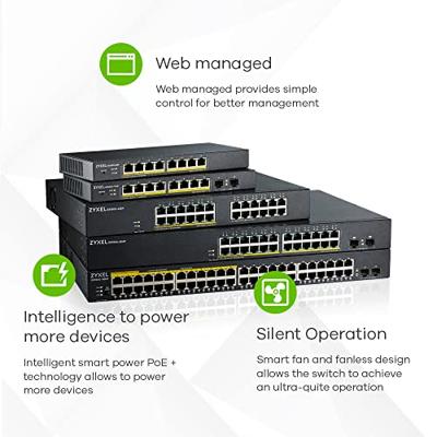 Zyxel GS1900-8HP v3 PoE Managed L2 Gigabit Ethernet (10/100/1000) Power over Ethernet (PoE) Zwart - thumbnail