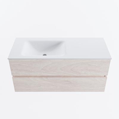 MONDIAZ VICA 110cm badmeubel onderkast Underlayment 2 lades. Wastafel CLOUD links 1 kraangat, kleur Talc.
