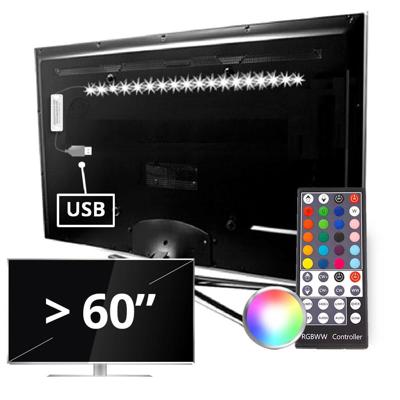 Tv backlight set met 1 RGBWW ledstrip voor tv's >60 inch