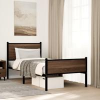 Bedframe zonder matras metaal bruin eikenkleurig 80x200 cm - thumbnail