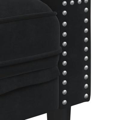 3-delige Loungeset Chesterfield met bolsters fluweel zwart