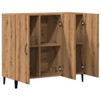 Dressoir 90x34x80 cm bewerkt hout artisanaal eikenkleur Dressoir 90x34x80 cm bewerkt hout artisanaal eikenkleur
