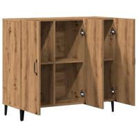 Dressoir 90x34x80 cm bewerkt hout artisanaal eikenkleur - thumbnail