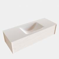 Badkamermeubel BWS Madrid Wit 120x45x30 cm Mat Witte Solid Surface Wastafel (1 kraangat) - thumbnail