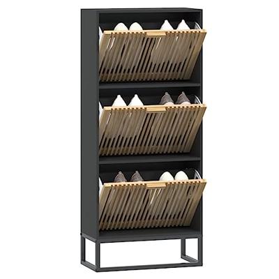 Schoenenkast 52x25x120 cm bewerkt hout zwart