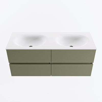 MONDIAZ VICA 120cm badmeubel onderkast Army 4 lades. Wastafel MOON dubbel 2 kraangaten, kleur Talc.