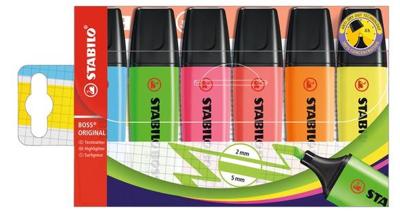 Markeerstift Stabilo Boss Original 6 kleuren Markeerstift Stabilo Boss Original 6 kleuren