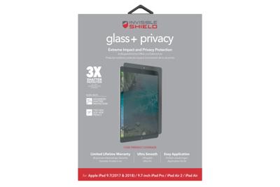 ZAGG Glass+ Privacy beschermfolie (schermbescherming, tablet, Apple Apple Apple iPad Air/Air 2, iPad Pro 9.7, iPad 2017/2018, 1 stuk)