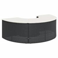 Voetensteun met kussen poly rattan zwart - thumbnail