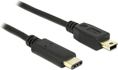 Delock USB-kabel USB 2.0 USB-mini-B stekker, USB-C stekker 0.50 m Zwart 83335