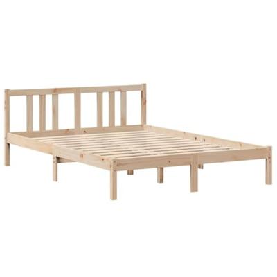 Bedframe met hoofdbord massief grenenhout 135x190 cm