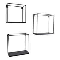 LOFT42 Wally Wandboxen - Zwart mangohout - Set van 3 - Metaal - thumbnail