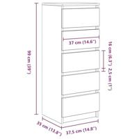 Dressoir met lades 37,5x35x99 cm spaanplaat bruin eikenkleurig - thumbnail