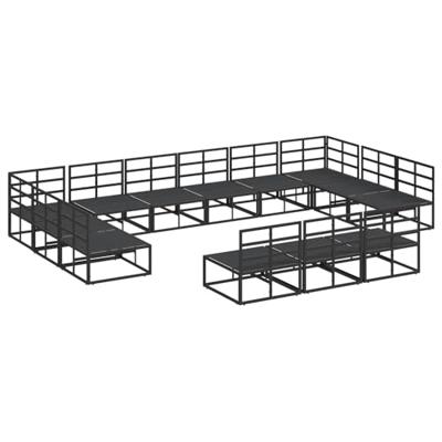 Tuinbankenset met kussen 13 pcs Zwart Aluminium