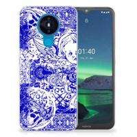 Silicone Back Case Nokia 1.4 Angel Skull Blauw - thumbnail