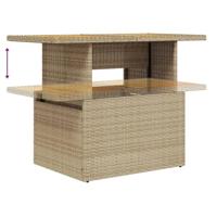 6-delige Loungeset met kussens poly rattan beige - thumbnail