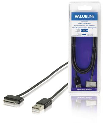 Data en Oplaadkabel Apple Dock 30-Pins - USB A Male 2.00 m Zwart