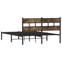 Bedframe zonder matras metaal gerookt eikenkleurig 150x200 cm - thumbnail