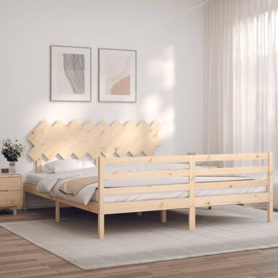 Bedframe met hoofdbord massief hout