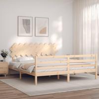 Bedframe met hoofdbord massief hout - thumbnail