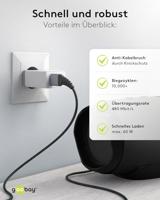 goobay USB-C naar USB-A textielkabel met metalen aansluitingen - thumbnail