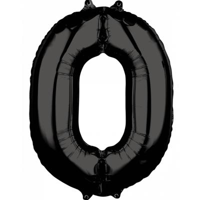 Amscan Folie ballon cijfer 0 zwart 66 cm | 40 stuks